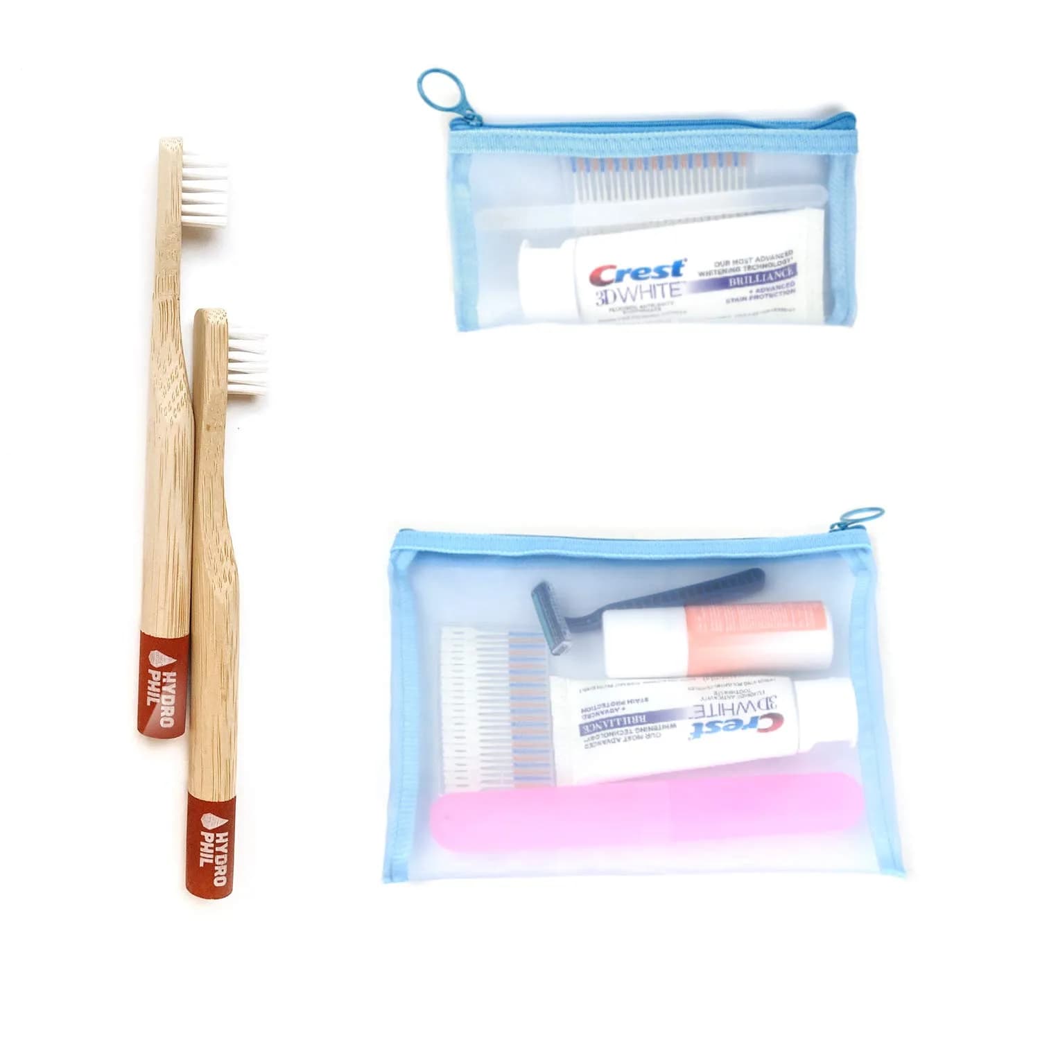 patu Zipper Mesh Bags Set of 5 (XS/S/M/L & Long Pouch) Blue | Lightweight Travel Toiletry Organizer - view 6