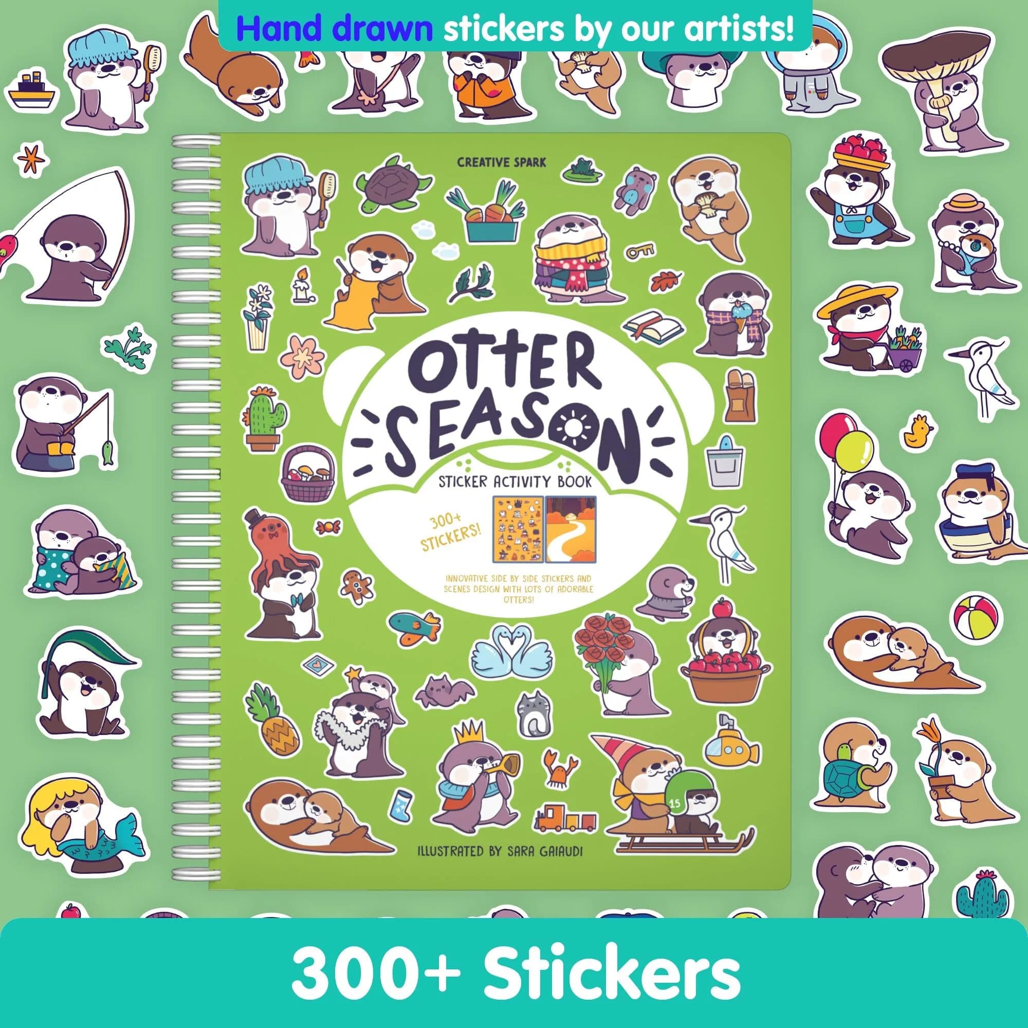 CUPKIN Otter Season 300+ Sticker Book | 24.8cm (9.75") x 1.5cm (0.5") x 19cm (7.5") - view 4