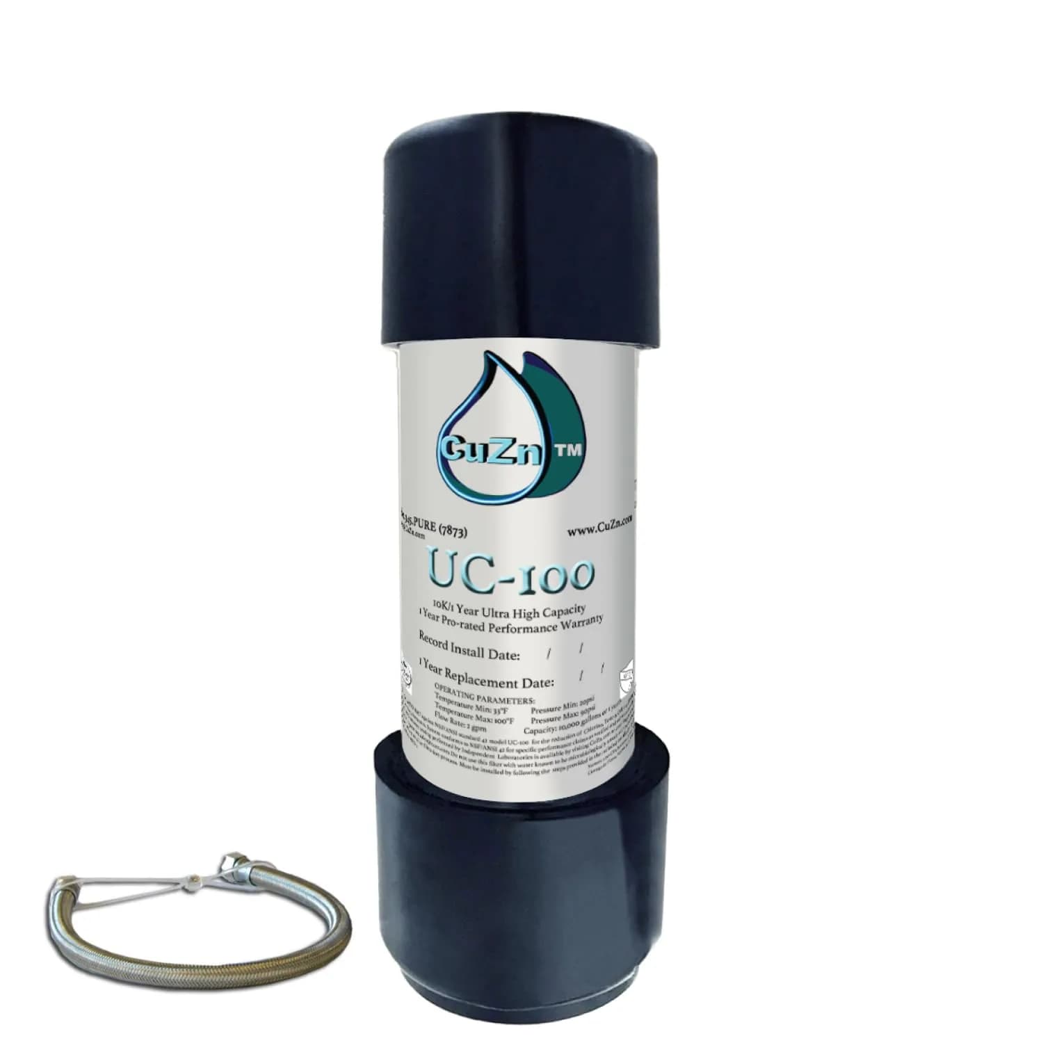 CuZn UC-100 Under Sink Water Filter 1.57 kg (3.46 lb) | 1 Year Filtration Life