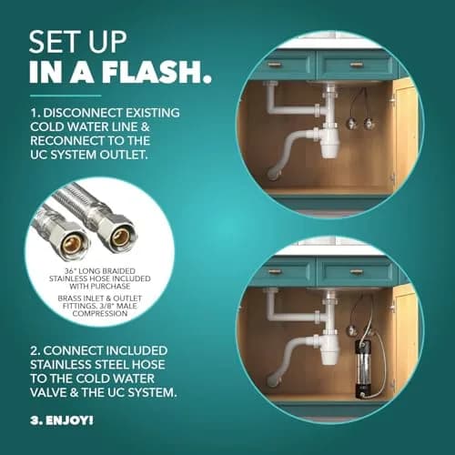 CuZn UC-100 Under Sink Water Filter 1.57 kg (3.46 lb) | 1 Year Filtration Life thumbnail 6