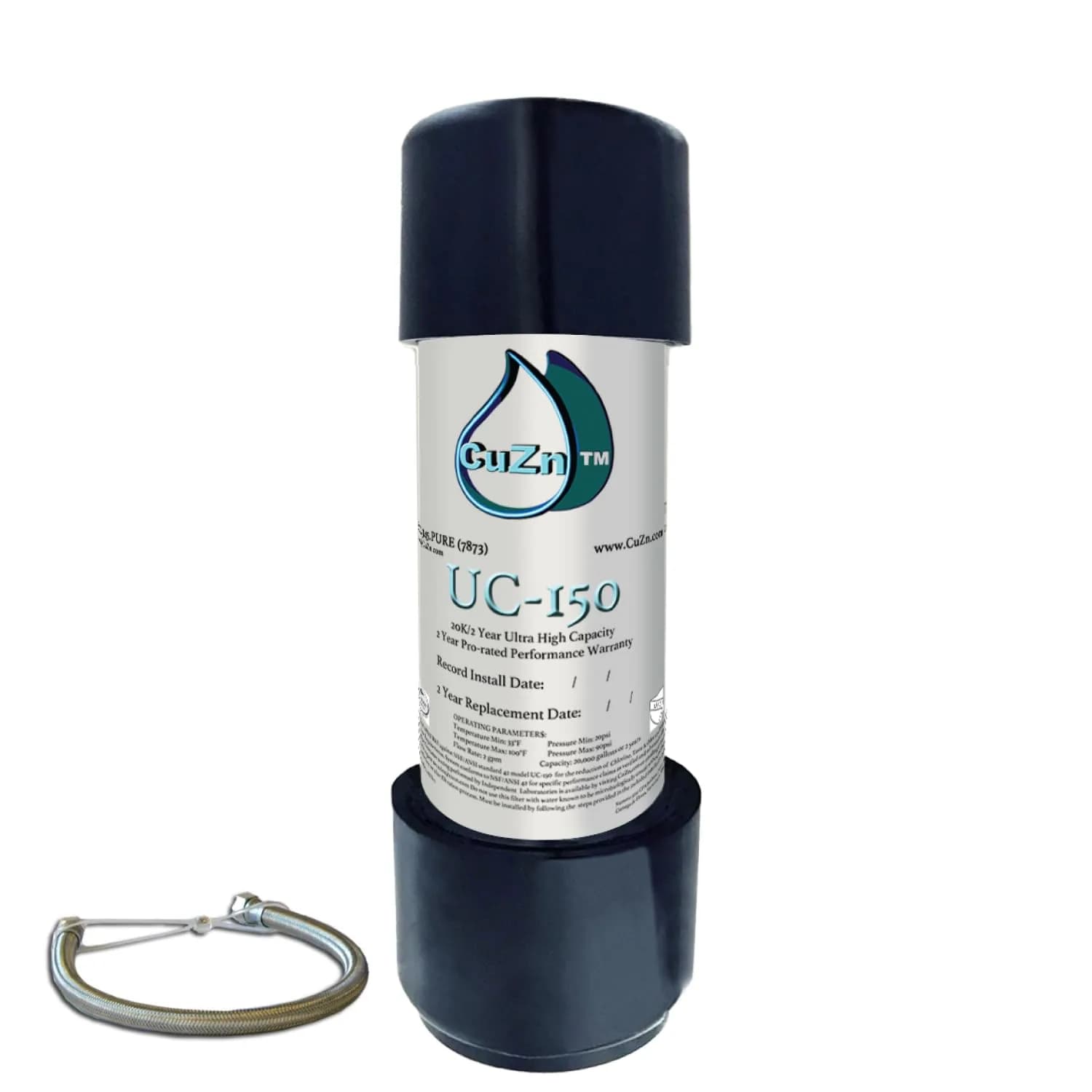 CuZn UC-150 Under Sink Water Filter 2.27 kg (3.5 lb) | Reduces PFAs, Lead, Chlorine