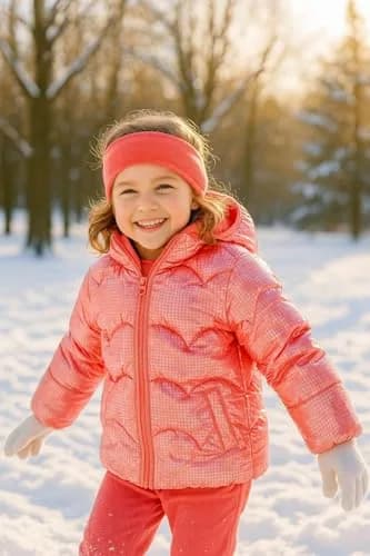 Weather Tamer Girls' Shimmer Puffer Jacket Watermelon 10-12 | Water-Resistant & Stylish (70-120 chars) thumbnail 4