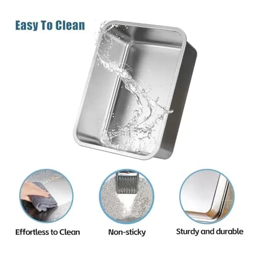 Tondid Stainless Steel Cat Litter Box 17.7" x 13.8" x 6" | High Sided, Easy to Clean thumbnail 3