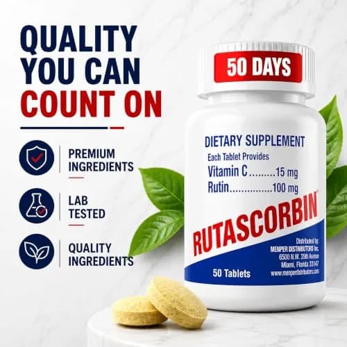 RUTASCORBIN Rutin & Vitamin C Tablets 50 Count | Immune & Circulation Support thumbnail 5