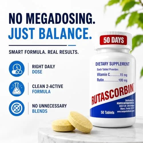 RUTASCORBIN Rutin & Vitamin C Tablets 50 Count | Immune & Circulation Support thumbnail 7