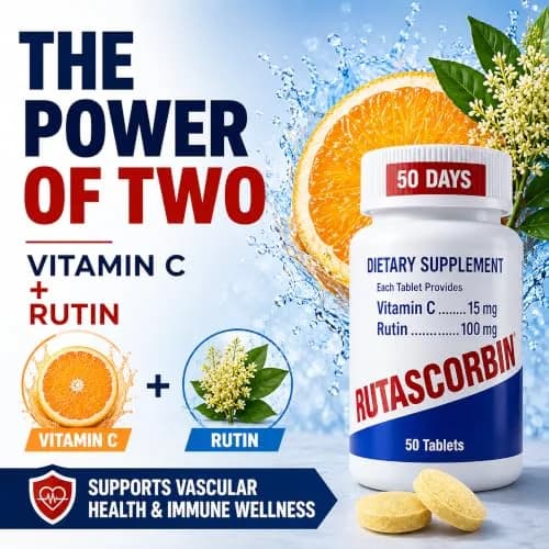 RUTASCORBIN Rutin & Vitamin C Tablets 50 Count | Immune & Circulation Support thumbnail 2