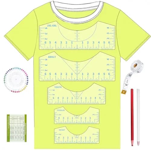 tietoc 5-Pack T-Shirt Ruler Guide for Vinyl Alignment, PVC Measurement Template for Heat Press & Vinyl Projects (Blue) thumbnail 1