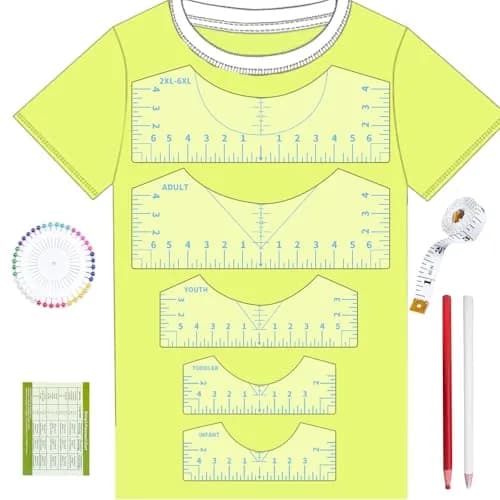 tietoc 5-Pack T-Shirt Ruler Guide for Vinyl Alignment, PVC Measurement Template for Heat Press & Vinyl Projects (Blue) thumbnail 8