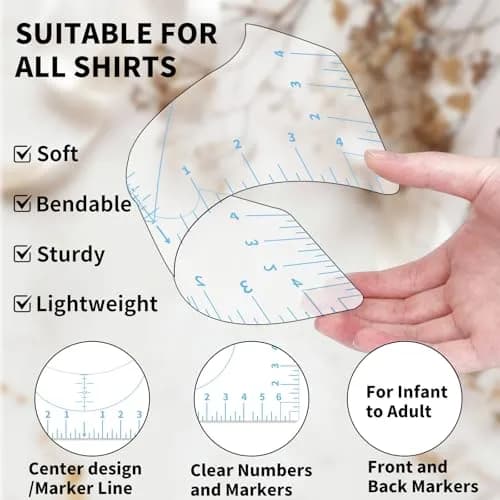 tietoc 5-Pack T-Shirt Ruler Guide for Vinyl Alignment, PVC Measurement Template for Heat Press & Vinyl Projects (Blue) thumbnail 2