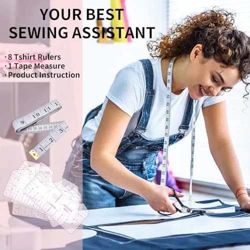 tietoc 9pcs T-Shirt Ruler Guide Set with Measuring Tape, Pink | Center Designs for Vinyl & Heat Press thumbnail 5