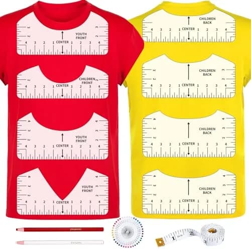 tietoc 12pcs T-Shirt Ruler Guide Set | White, 25cm (10") x 10cm (4") Adult Size Ruler | Alignment Tool for Heat Press & Vinyl thumbnail 1