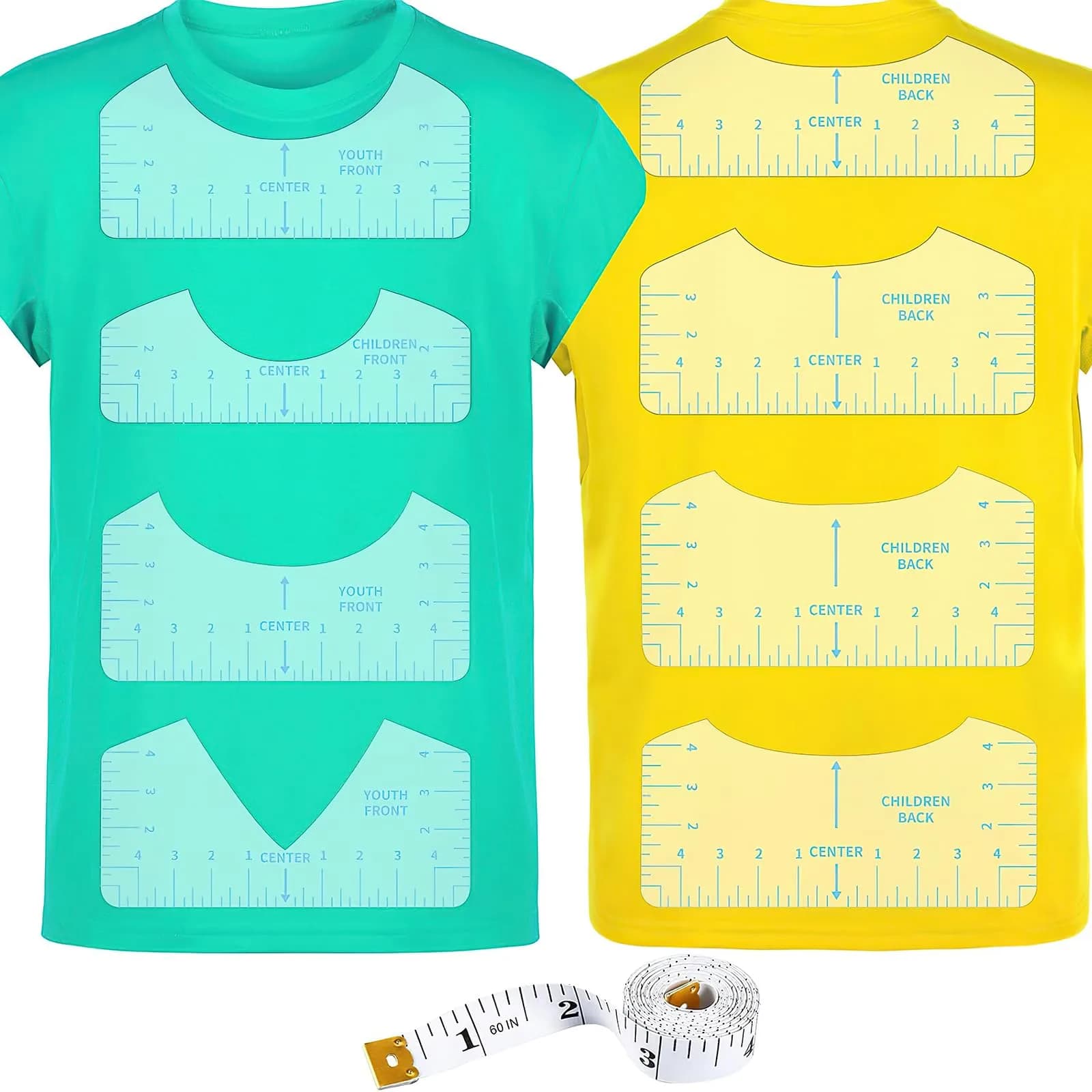 tietoc 9pcs T-Shirt Alignment Ruler Set with Measuring Tape | Center Designs for Vinyl & Heat Press