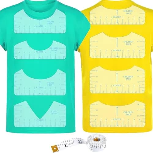 tietoc 9pcs T-Shirt Alignment Ruler Set with Measuring Tape | Center Designs for Vinyl & Heat Press thumbnail 1
