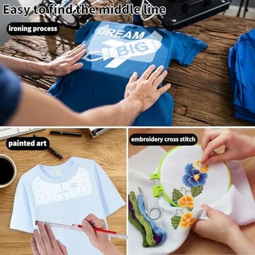 tietoc 9pcs T-Shirt Alignment Ruler Set with Measuring Tape | Center Designs for Vinyl & Heat Press thumbnail 6
