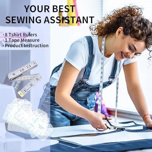 tietoc 9pcs T-Shirt Alignment Ruler Set with Measuring Tape | Center Designs for Vinyl & Heat Press thumbnail 7