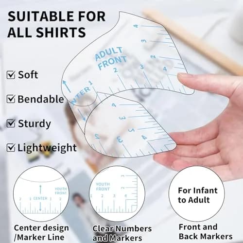 tietoc 9pcs T-Shirt Alignment Ruler Set with Measuring Tape | Center Designs for Vinyl & Heat Press thumbnail 2