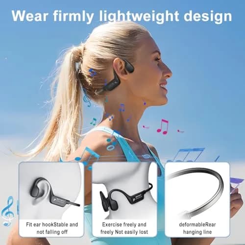 MZYQCY Open-Ear Bone Conduction Headphones with Mic, Bluetooth 5.4, 15-Hour Playtime, IPX6 Waterproof | Safe Running & Outdoor Use thumbnail 5