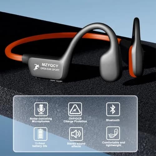 MZYQCY Open-Ear Wireless Earbuds Bluetooth 5.4 Headset with Mic, 15 Hours Playtime, IPX6 Waterproof, 29g Lightweight Orange thumbnail 2