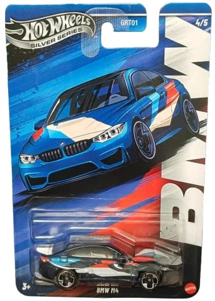 Mattel Silver Series BMW M4 1:64 Scale Diecast Car | European Collectible in Dark Blue thumbnail 1