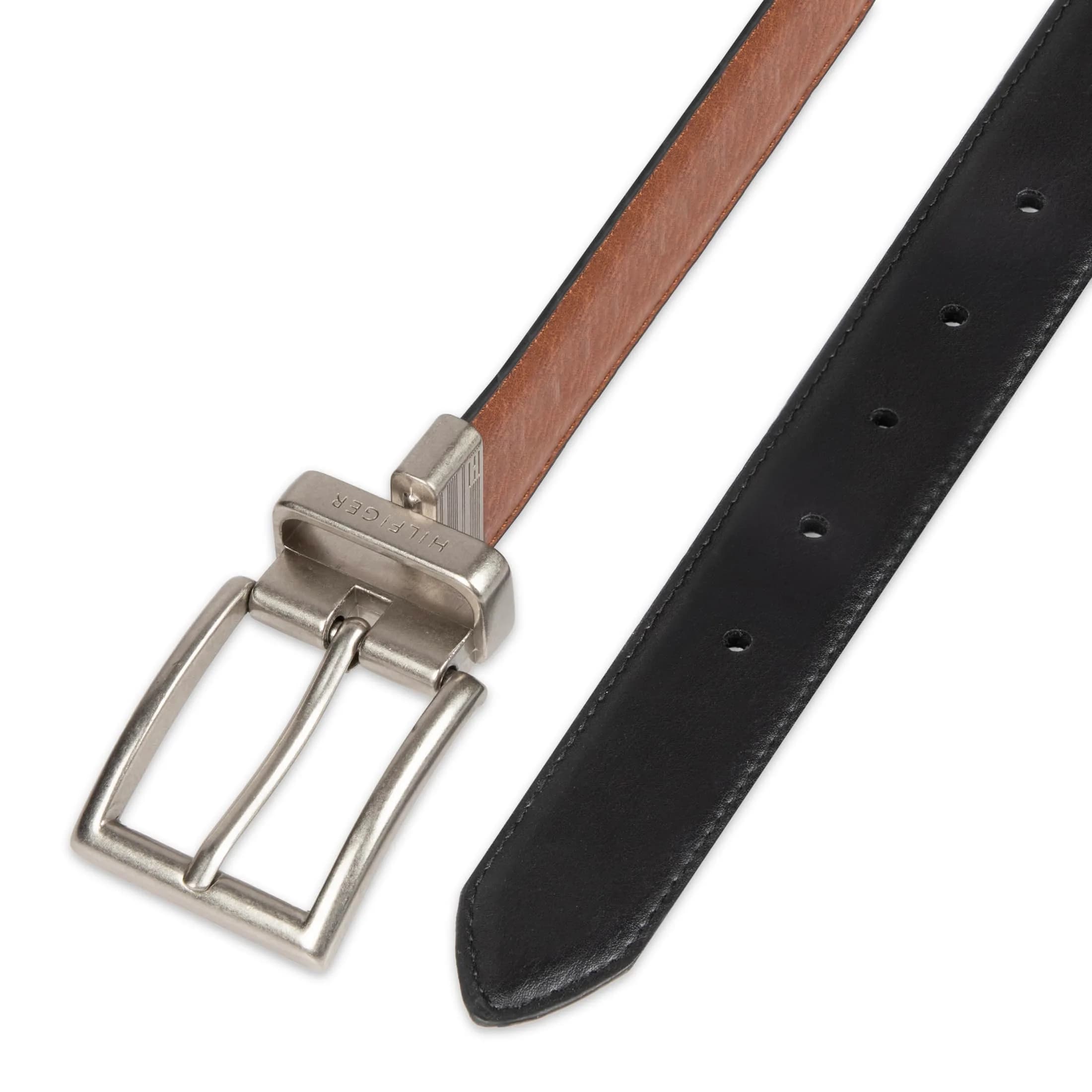 Tommy Hilfiger Men's Reversible Feather Edge Dress Belt 32mm (1.25 inches) | Cognac/Black, Size 3X (50-52) - view 5