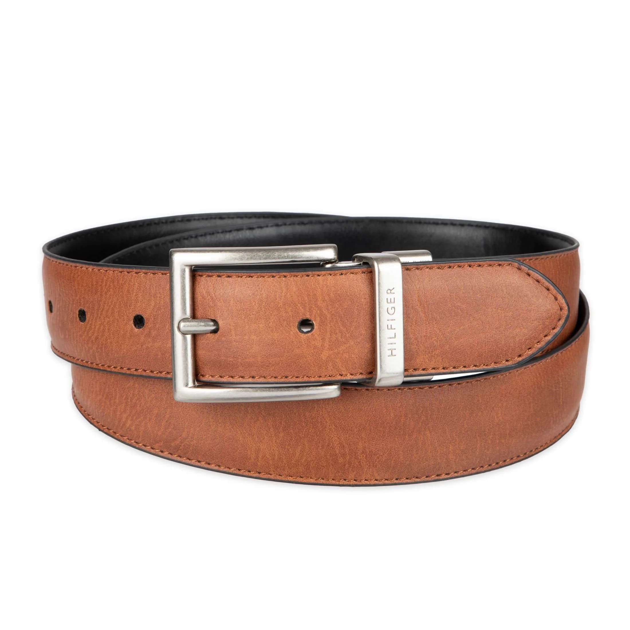 Tommy Hilfiger Men's Reversible Feather Edge Dress Belt 32mm (1.25 inches) | Cognac/Black, Size 3X (50-52) - view 2