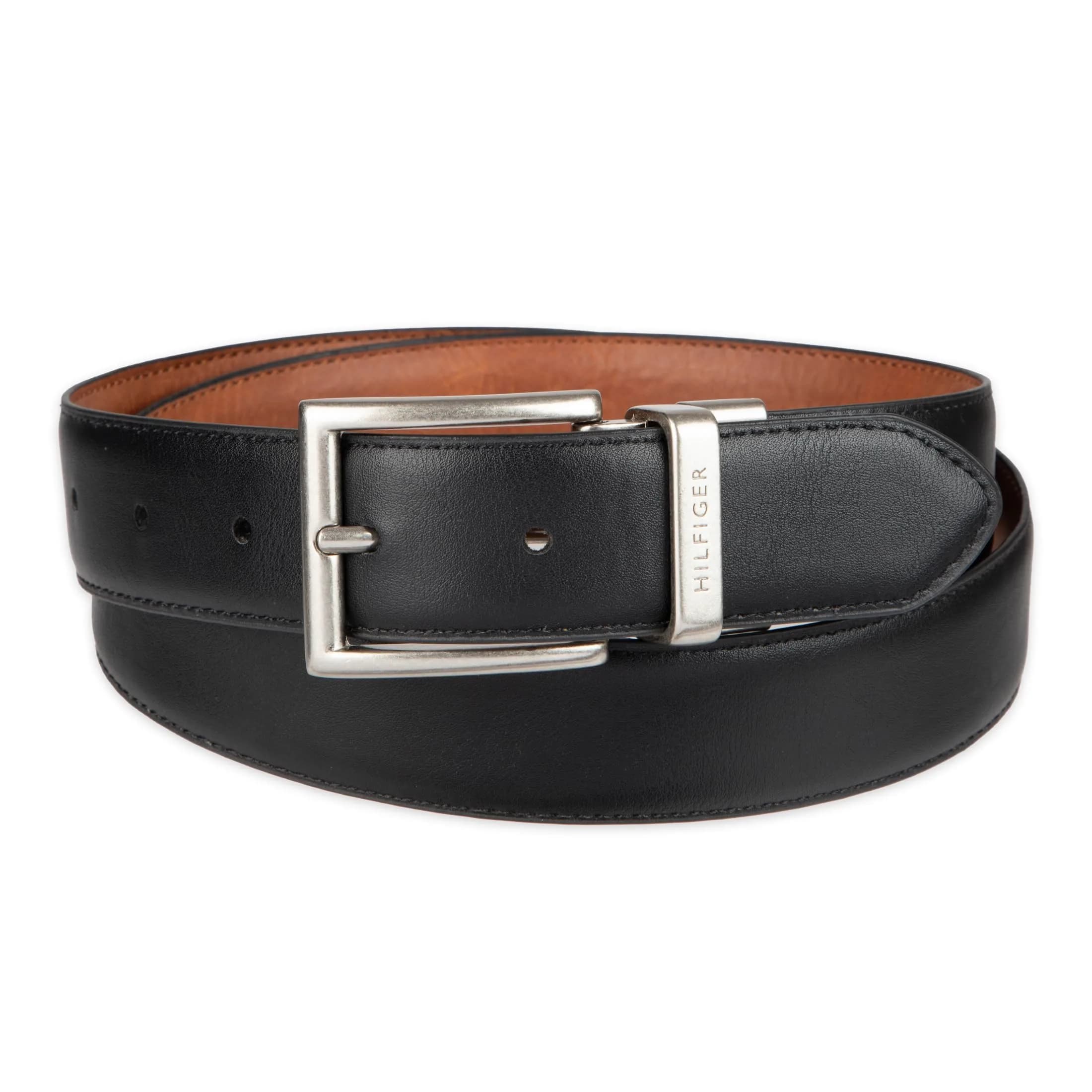 Tommy Hilfiger Men's Reversible Feather Edge Dress Belt 32mm (1.25 inches) | Cognac/Black, Size 3X (50-52) - view 3