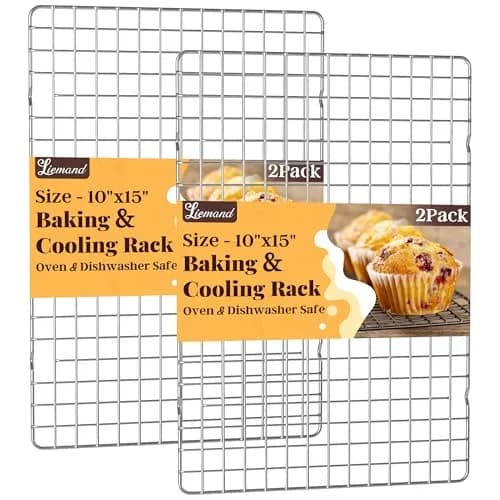 LIEMAND 2 PCS Grid Wire Baking Cooling Racks 10" x 15" | Heavy-Duty Stainless Steel for Oven & Dishwasher Safe thumbnail 1