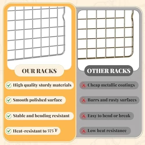 LIEMAND 2 PCS Grid Wire Baking Cooling Racks 10" x 15" | Heavy-Duty Stainless Steel for Oven & Dishwasher Safe thumbnail 7