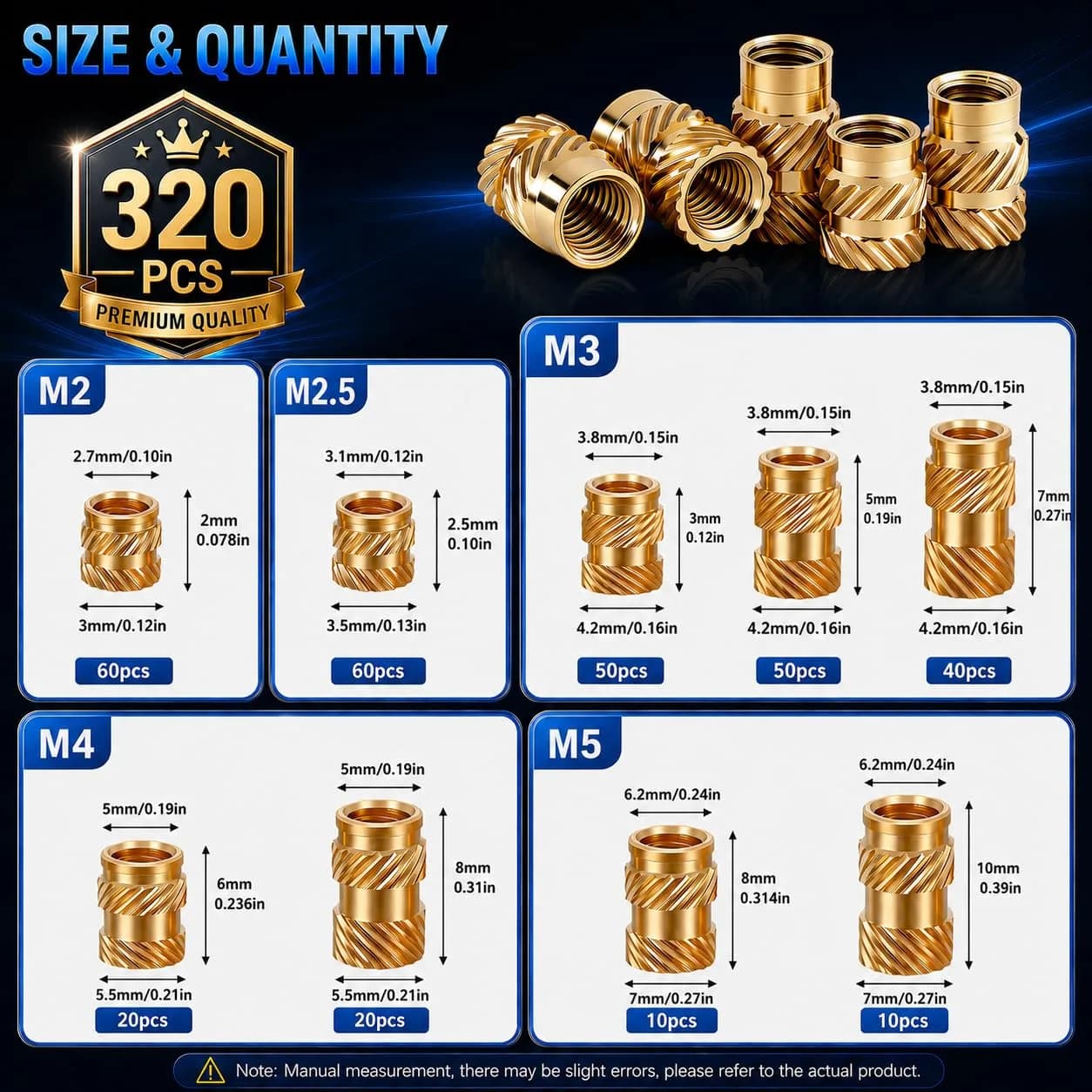 FFVRVSS Brass Threaded Inserts Kit M2-M5 (320+6 pcs) | Heat Set for 3D Printing & Plastics - view 6