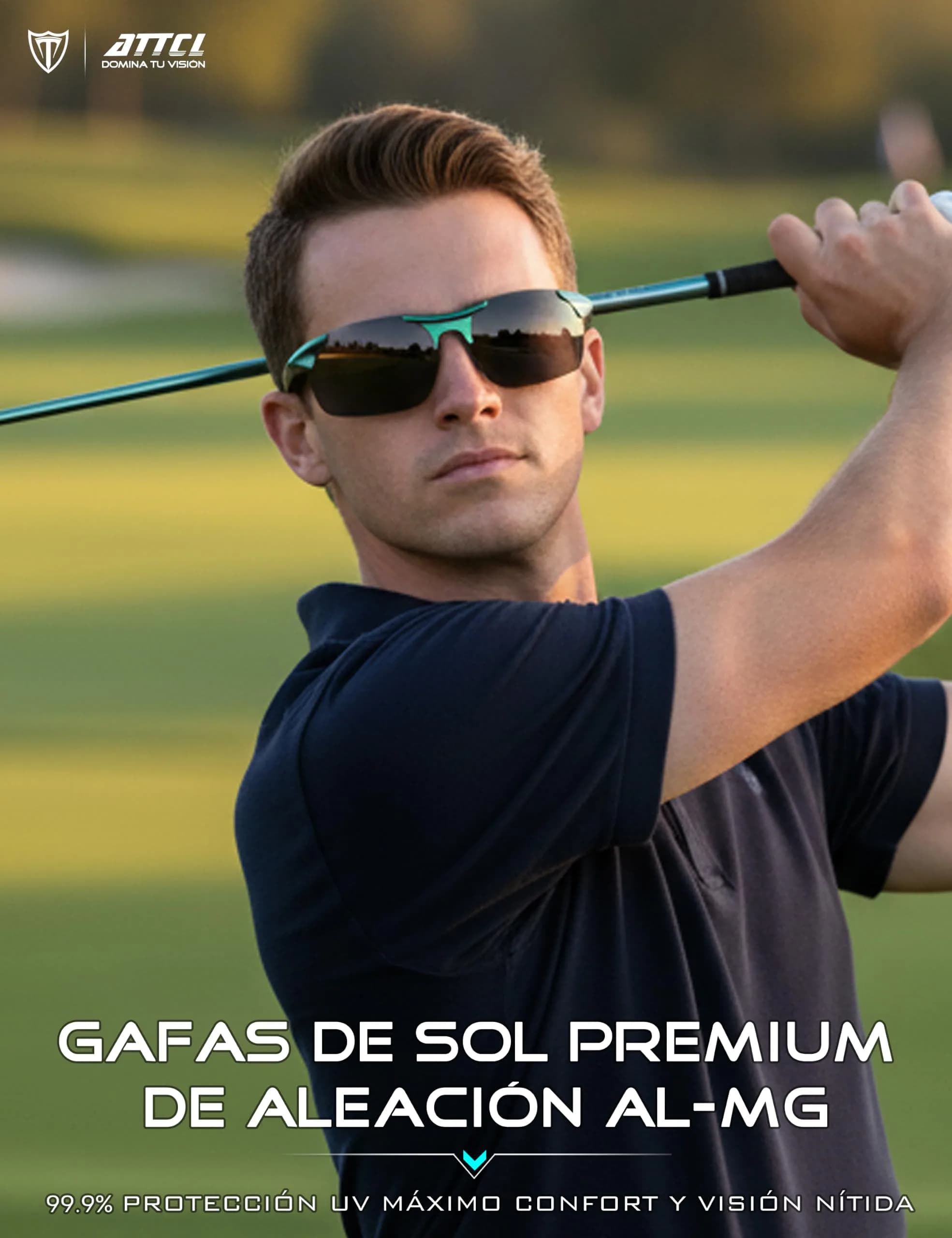 ATTCL Polarized Sports Sunglasses for Men - 2026-Bay-Blue-Grey / Non-Mirrored Lenses, 64mm Lens Width - view 2