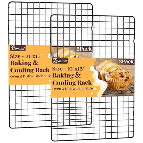 LIEMAND Black 2 PCS 25cm x 38cm (10" x 15") Grid Wire Baking Cooling Racks | Oven Safe & Dishwasher Safe thumbnail 1