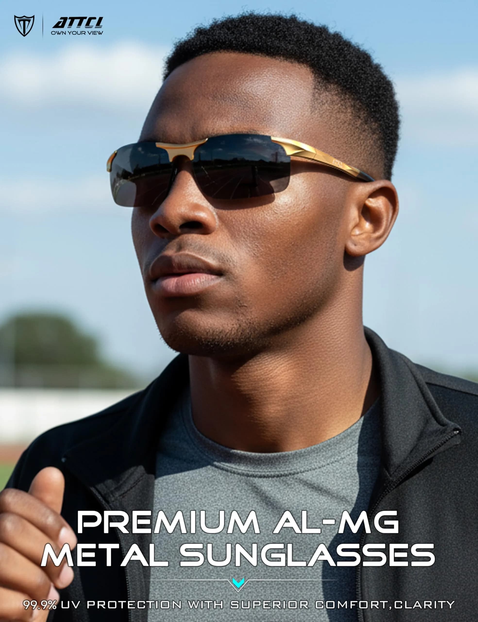 ATTCL 2026-Yellow-Grey Non-Mirrored Polarized Sports Sunglasses for Men - UV Protection, Anti-Glare - view 2
