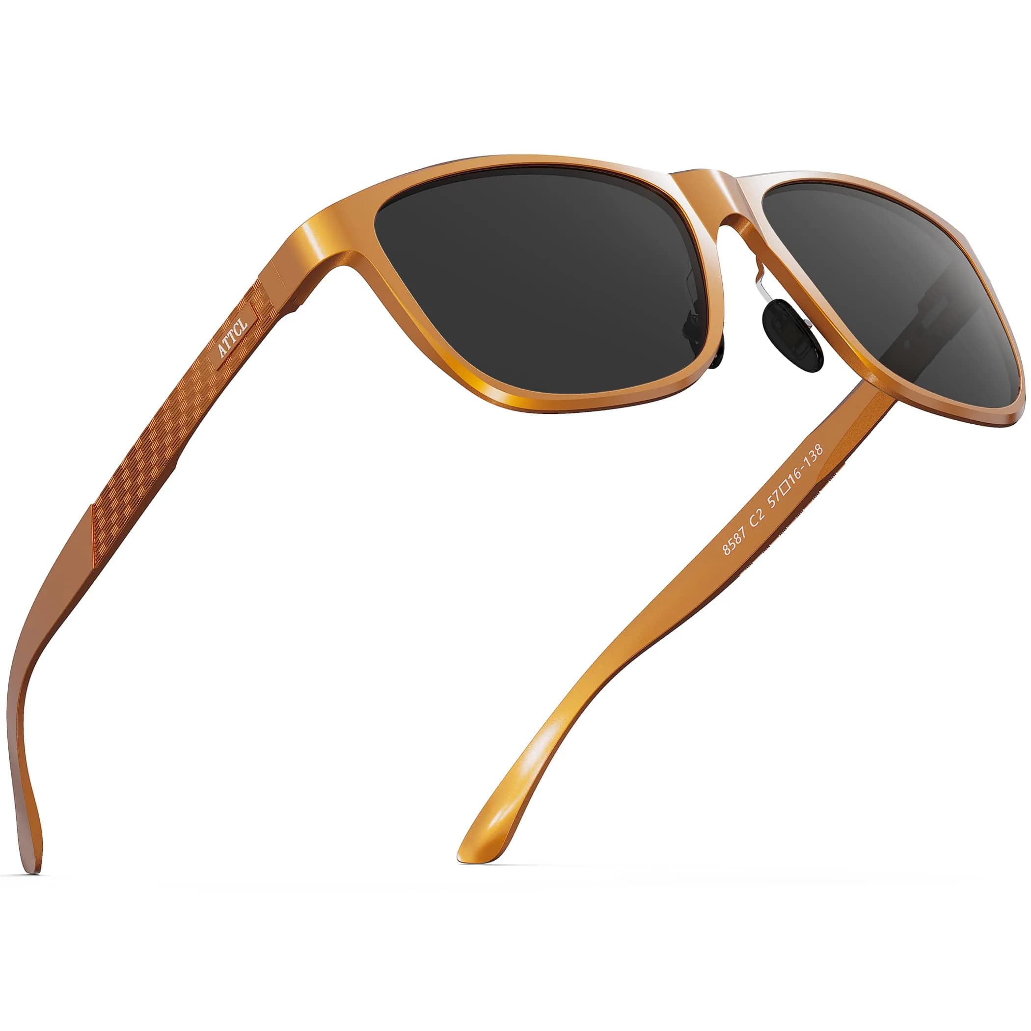 ATTCL Polarized Sunglasses for Men - Orange Red-Grey Rectangular Frame, Non-Mirrored Lenses - main product image