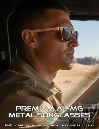 ATTCL Polarized Sunglasses for Men - Orange Red-Grey Rectangular Frame, Non-Mirrored Lenses thumbnail 2
