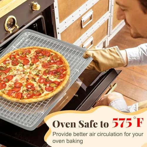 LIEMAND 2 PCS Grid Wire Baking Cooling Racks 42.7cm x 29.8cm (16.85" x 11.65") | Oven Safe Stainless Steel Cooling Trays thumbnail 5