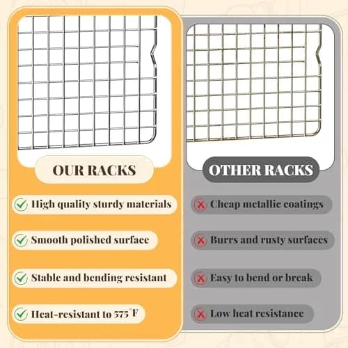 LIEMAND 2 PCS Grid Wire Baking Cooling Racks 42.7cm x 29.8cm (16.85" x 11.65") | Oven Safe Stainless Steel Cooling Trays thumbnail 7