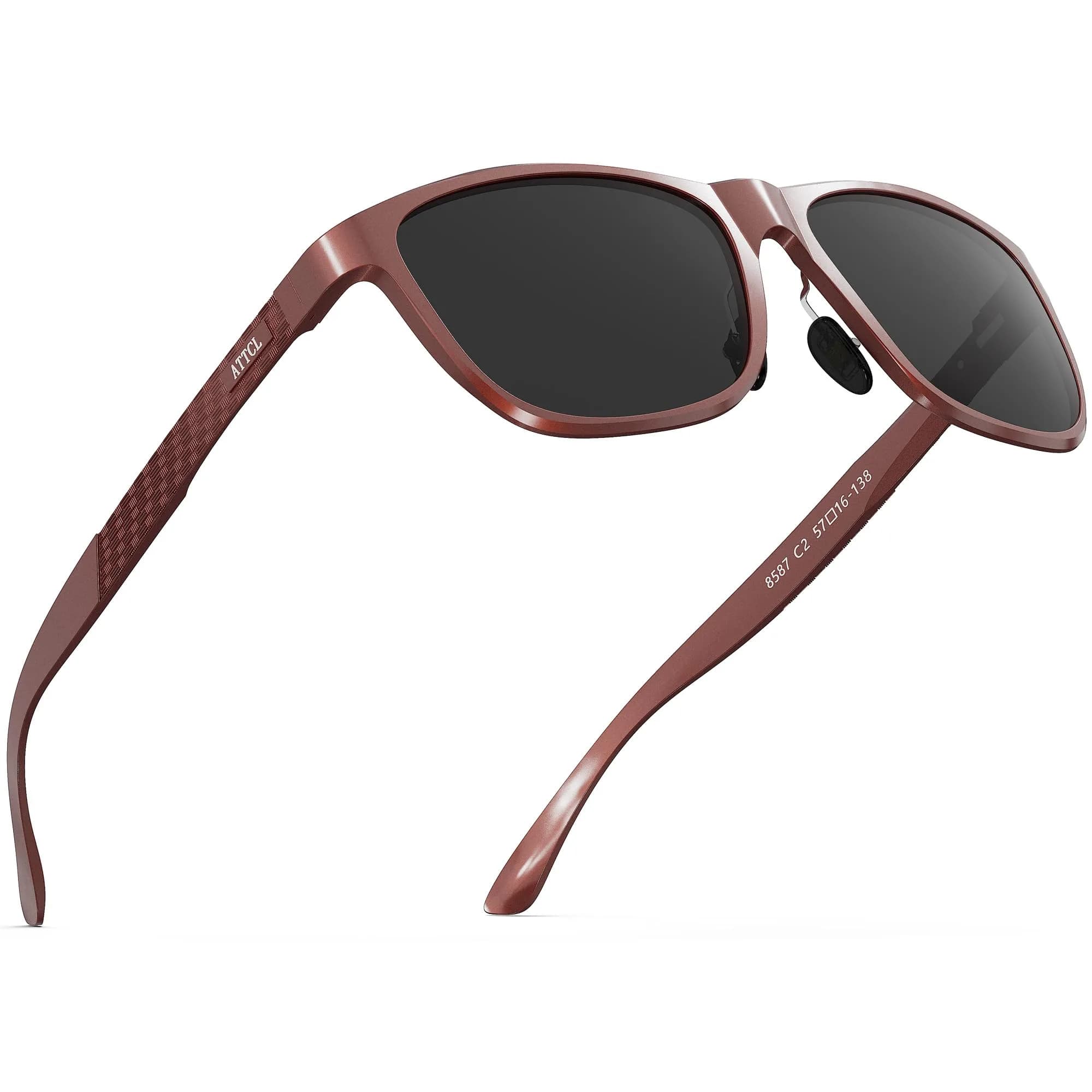 ATTCL Vermilion-Grey Polarized Sunglasses for Men - Al-Mg Metal Ultralight UV400 Driving Frame - main product image