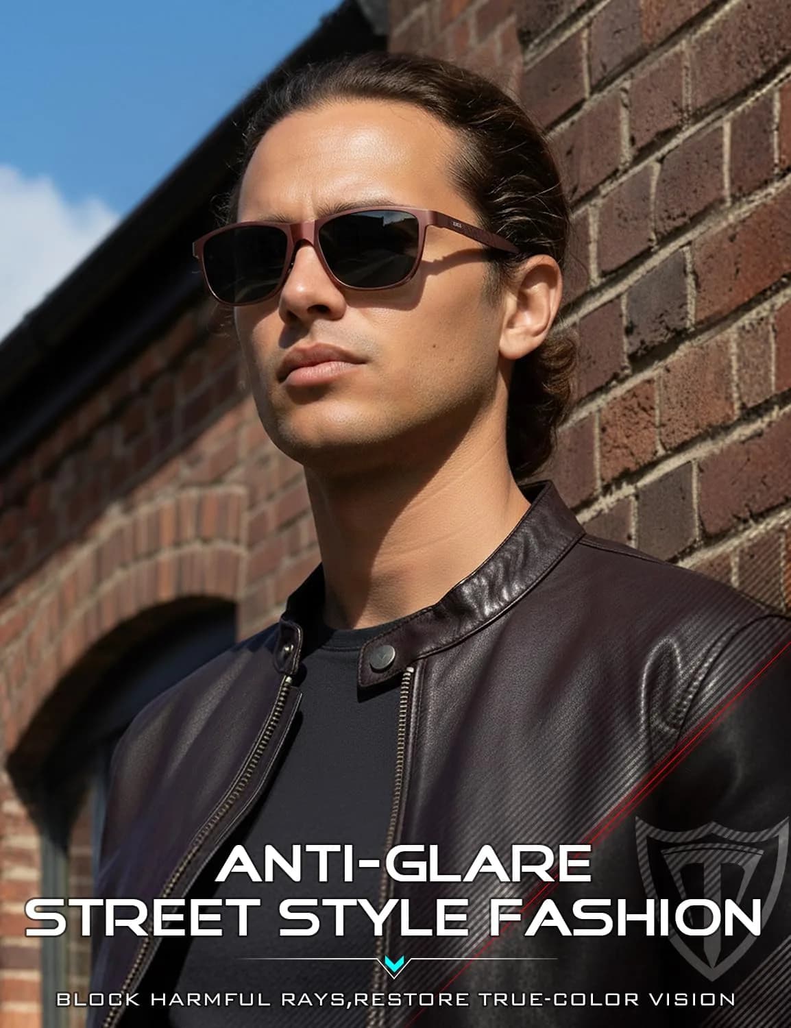 ATTCL Vermilion-Grey Polarized Sunglasses for Men - Al-Mg Metal Ultralight UV400 Driving Frame - view 3