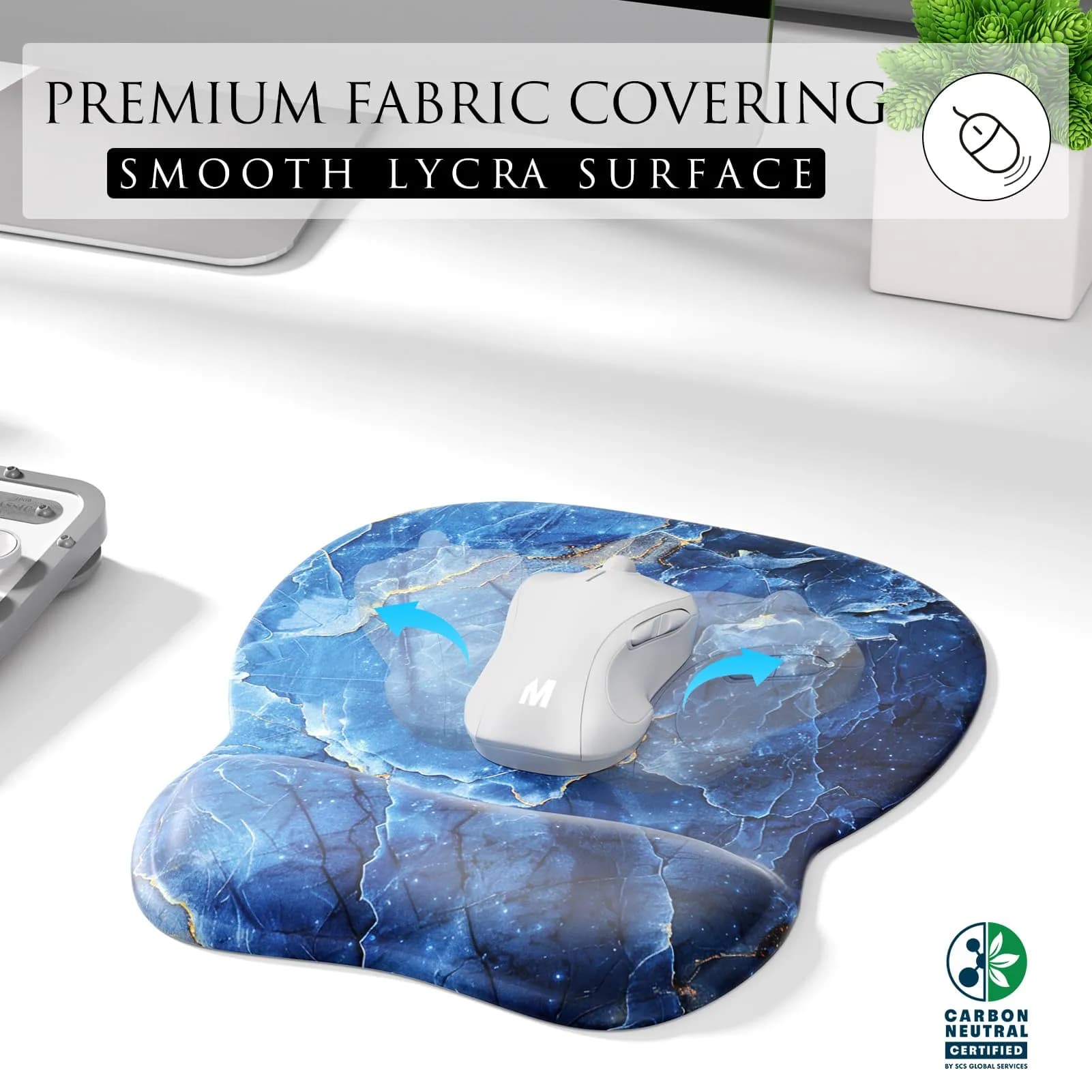 MROCO Ergonomic Mouse Pad with Gel Wrist Rest, 9.4 x 8.1 Inch Ocean Marble | Reduce Wrist Strain - view 2