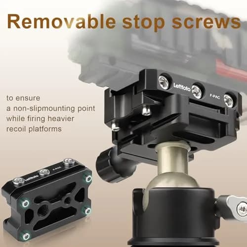 Leftfoto Picatinny Arca-Swiss Rail Clamp, Dual System, Safety Stops | Quick Lock, Aluminum CNC, 4 Stop Screws thumbnail 6