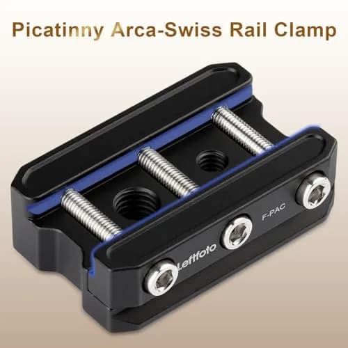 Leftfoto Picatinny Arca-Swiss Rail Clamp, Dual System, Safety Stops | Quick Lock, Aluminum CNC, 4 Stop Screws thumbnail 2