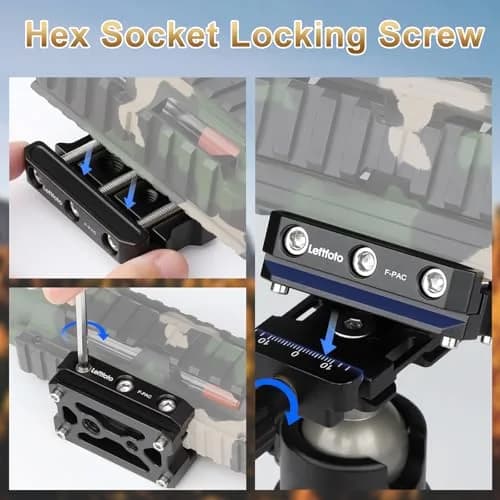 Leftfoto Picatinny Arca-Swiss Rail Clamp, Dual System, Safety Stops | Quick Lock, Aluminum CNC, 4 Stop Screws thumbnail 3