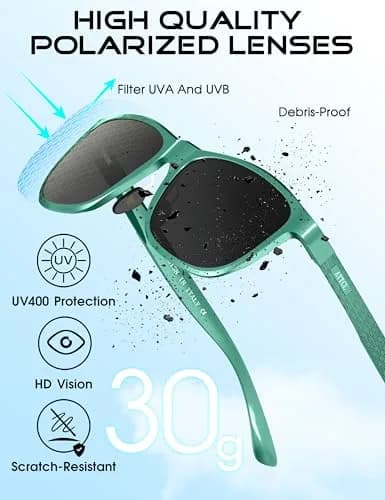 ATTCL Polarized Sunglasses Men Light Blue-Grey Rectangular Al-Mg Metal Ultralight UV400 Driving thumbnail 4