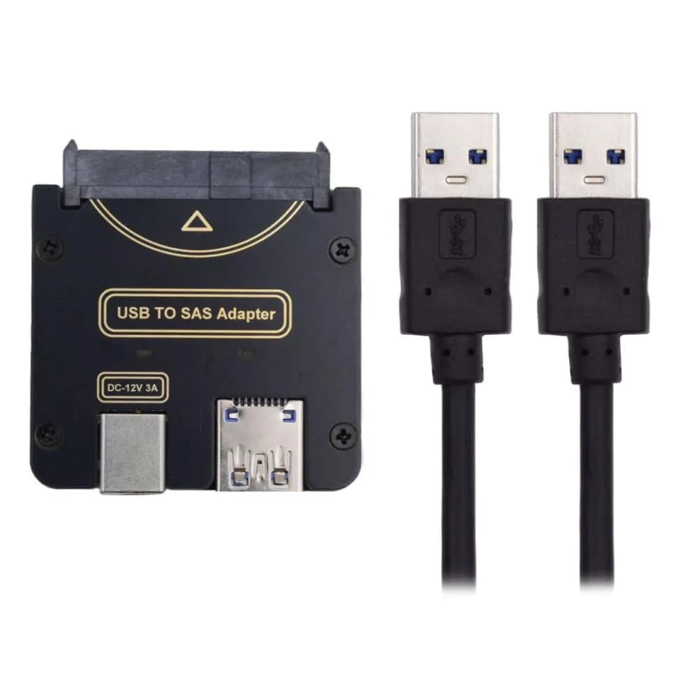Xiwai SFF-8482 SAS 29Pin to 5Gbps USB 3.0 Raid Adapter Card | Supports SAS/SATA 6Gbps, 10x USB 2.0 — Black