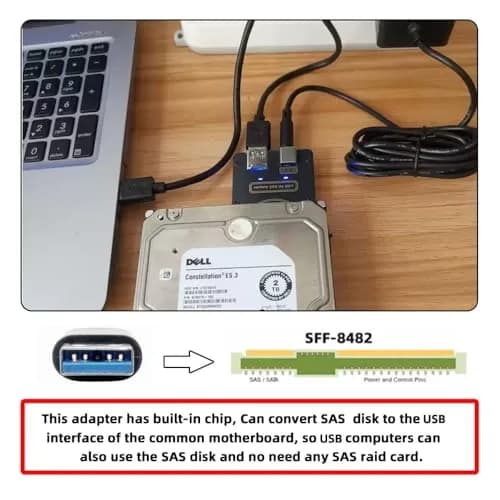 Xiwai SFF-8482 SAS 29Pin to 5Gbps USB 3.0 Raid Adapter Card | Supports SAS/SATA 6Gbps, 10x USB 2.0 thumbnail 7