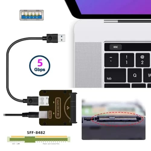 Xiwai SFF-8482 SAS 29Pin to 5Gbps USB 3.0 Raid Adapter Card | Supports SAS/SATA 6Gbps, 10x USB 2.0 thumbnail 2