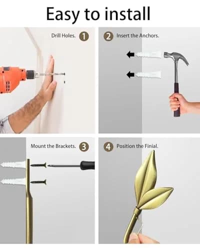 J JHOUSELIFESTYLE Gold Curtain Holdbacks 2 Pack | Elegant Metal Olive Leaf Wall Mount Hooks thumbnail 7
