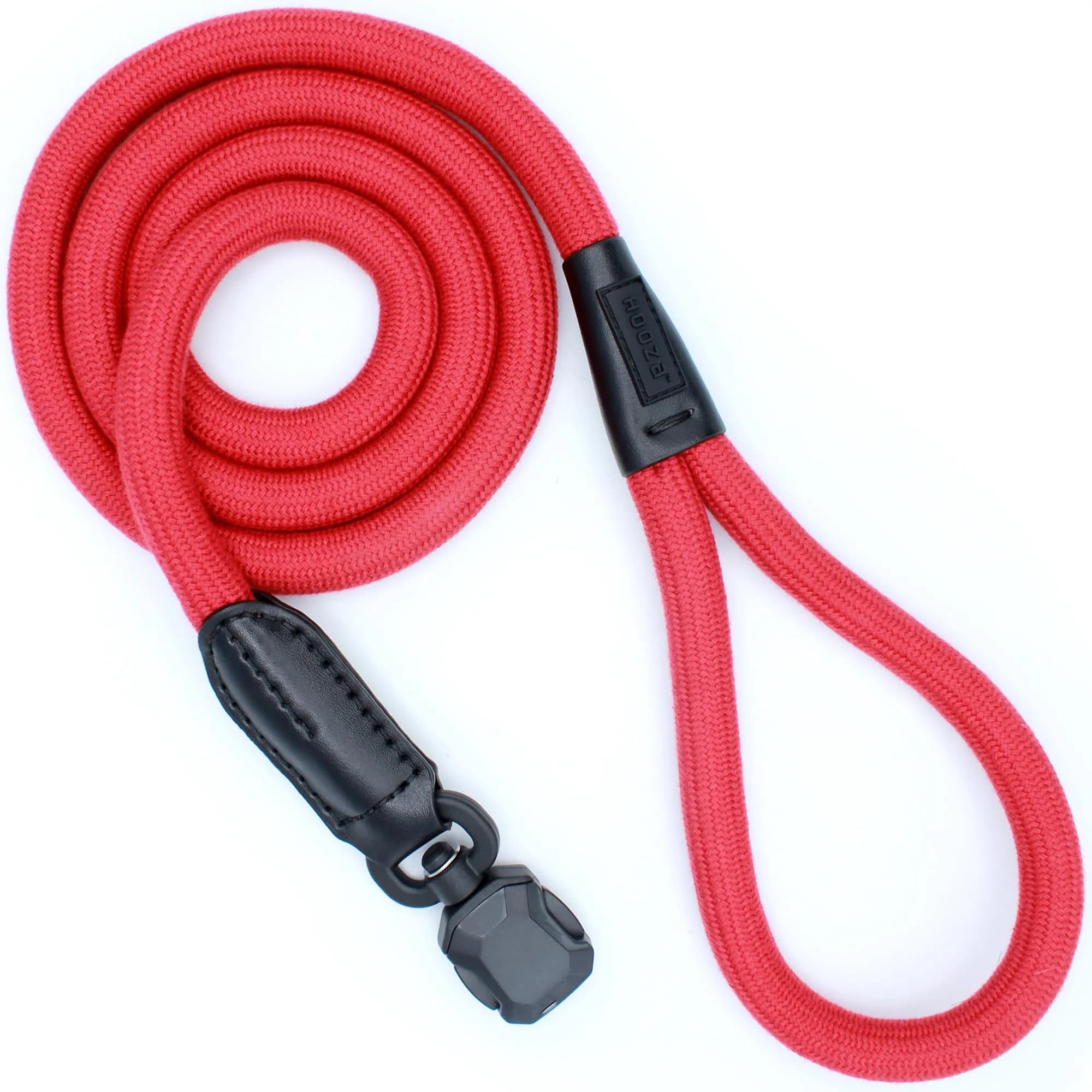 HOOZA Magnetic Rope Leash - Red, Medium | Quick Clip Magnetic Dog Leash with Heavy-Duty Rope