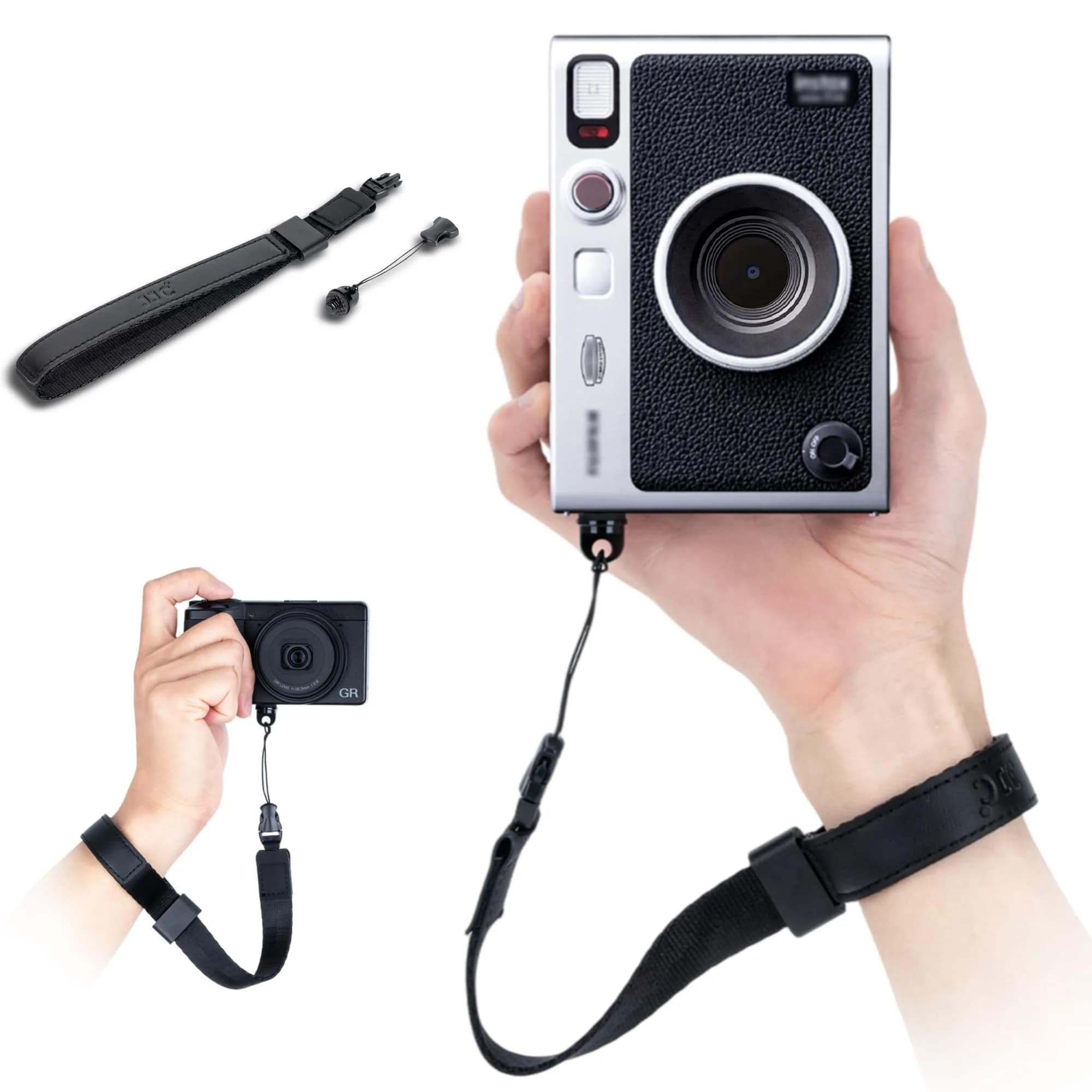 Kiorafoto Mini EVO Strap, Adjustable Nylon Camera Hand Wrist Strap Lanyard with 1/4"20 & Quick Release (Black) — for Mini EVO & More Cameras