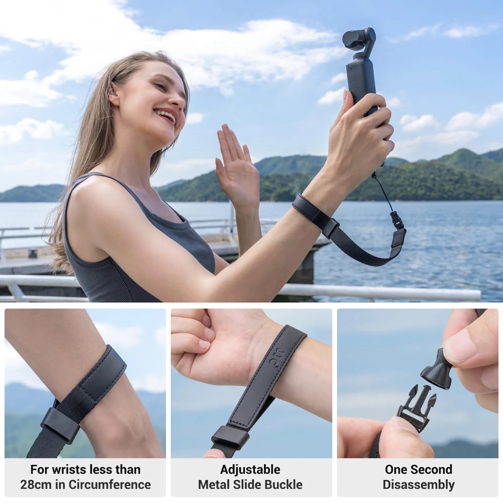 Kiorafoto Mini EVO Strap, Adjustable Nylon Camera Hand Wrist Strap Lanyard with 1/4"20 & Quick Release (Black) - view 5